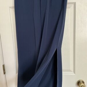 MELLODAY Deep Blue Gathered Waist Dress Pant